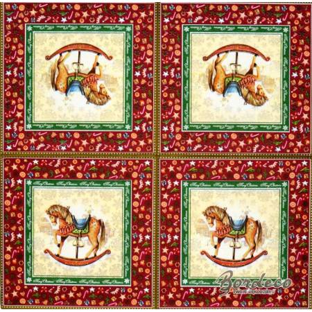 Serwetka decoupage firmy  AMBIENTE konik na biegunach 33x33cm